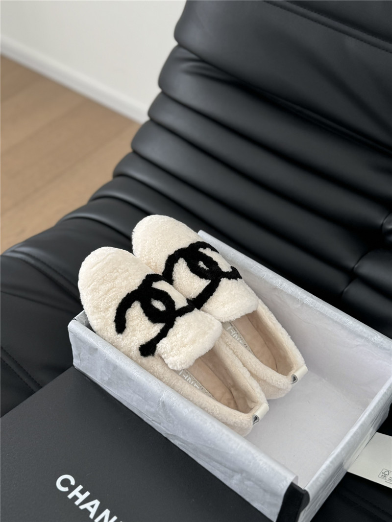 Ch**el shearling loafer flats in ivory