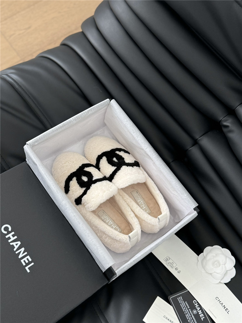Ch**el shearling loafer flats in ivory