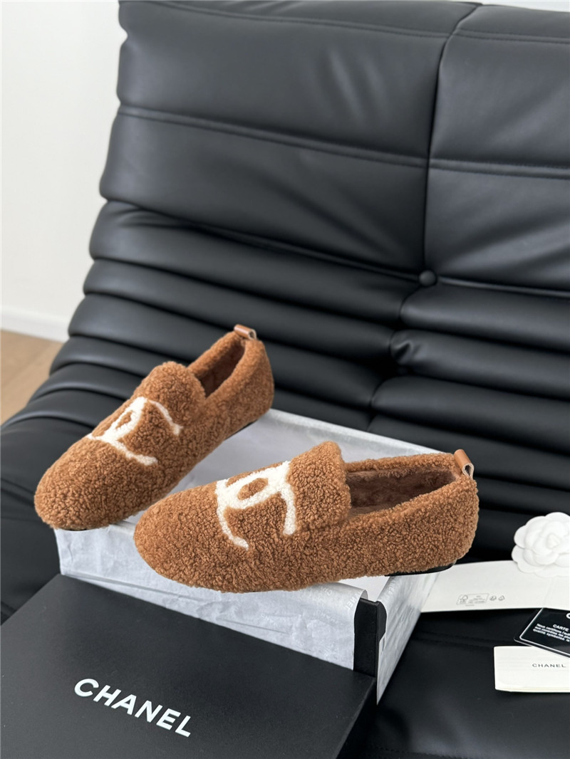 Ch**el shearling loafer flats in brown