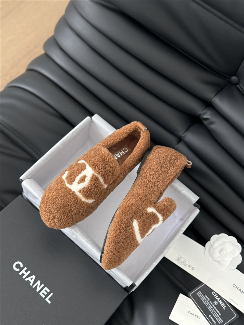 Ch**el shearling loafer flats in brown
