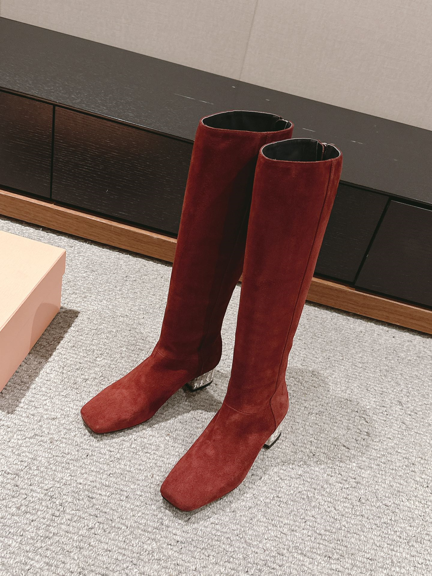 Miu Miu Women’s Burgundy Suede Keen High Boots