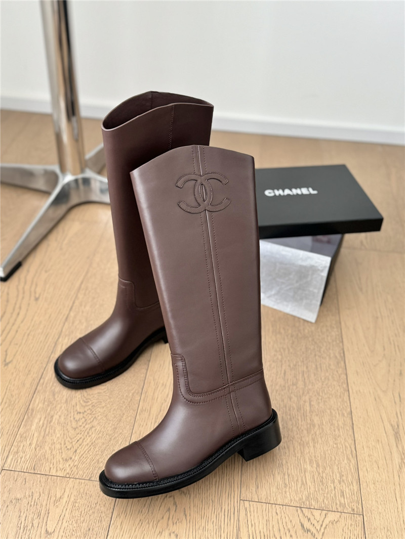 Ch**el logo knee-high boots for women
