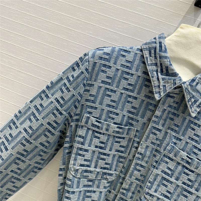 F**di lapel double pocket denim shirt replicas clothes