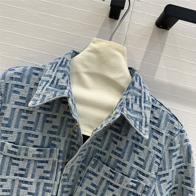 F**di lapel double pocket denim shirt replicas clothes