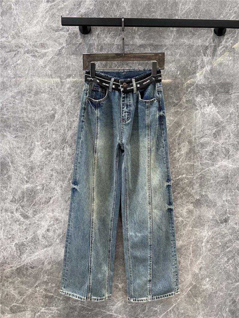 Ce1i*e logo micro waistband denim trousers replica clothes