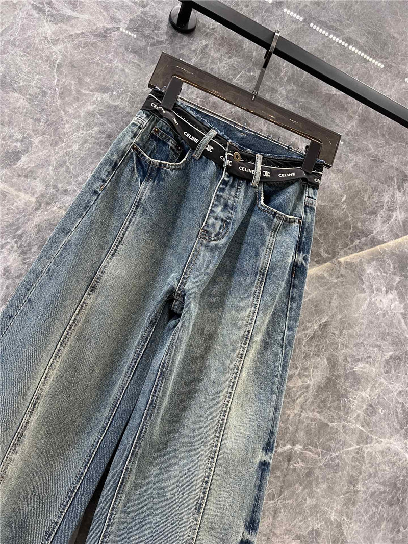 Ce1i*e logo micro waistband denim trousers replica clothes