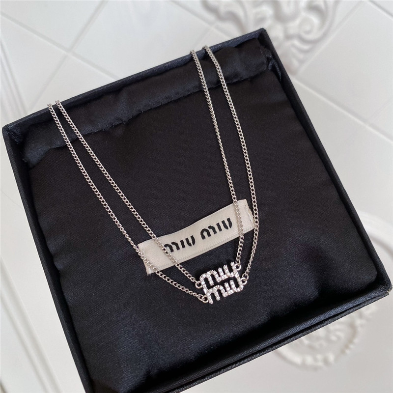 m1um1u full D1am0nd letter double layer bracelet/necklace