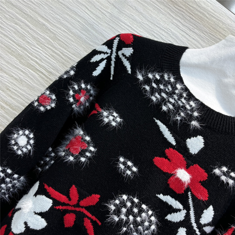 Ch**el floral jacquard pattern knitted sweater replica clothing
