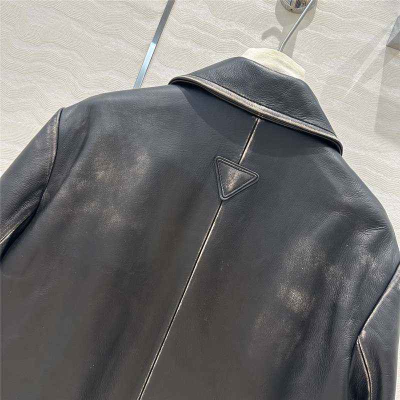 Pra*a distressed leather jacket replica designer clothes