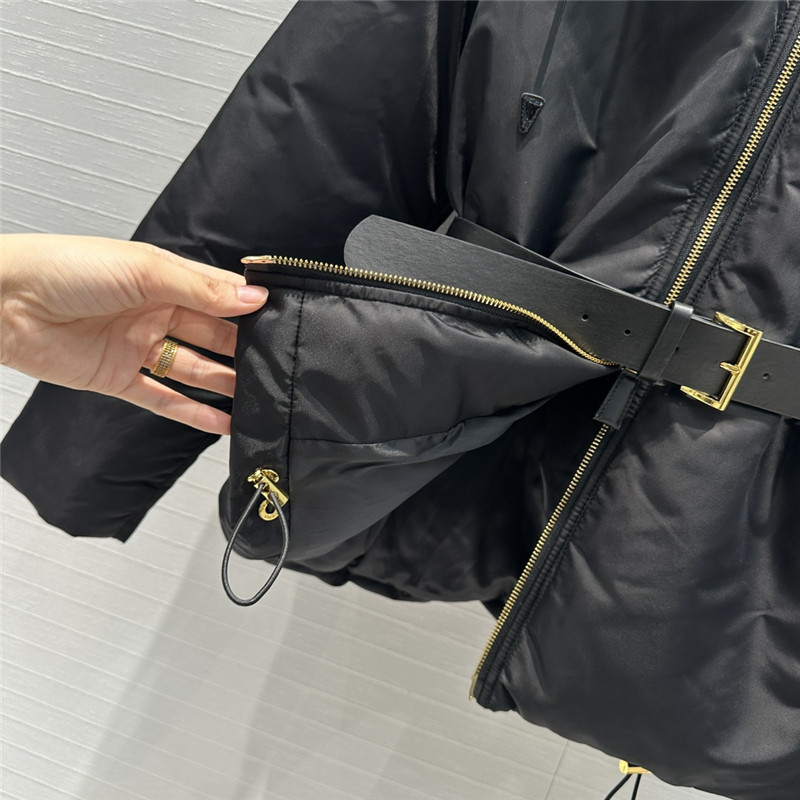 Pra*a recycled nylon series hooded down jacket replica clothes
