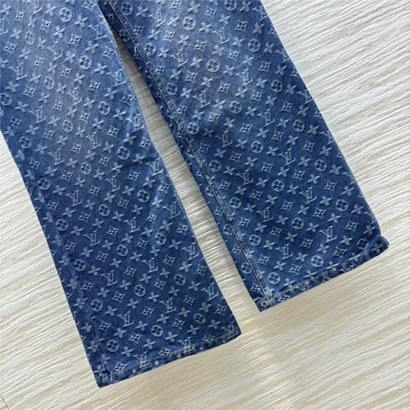 l0vis Vvtt0n lv jacquard denim wide-leg pants replica clothes