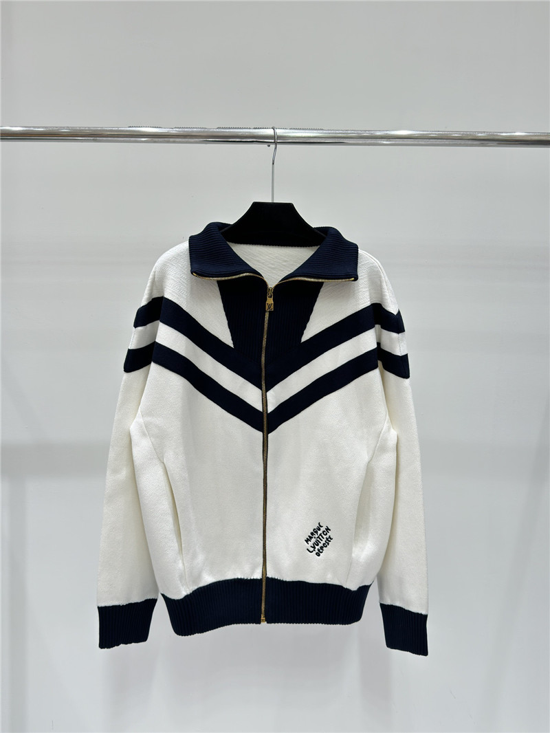 l0vis Vvtt0n lv stand collar zipper knitted cardigan replica clothes