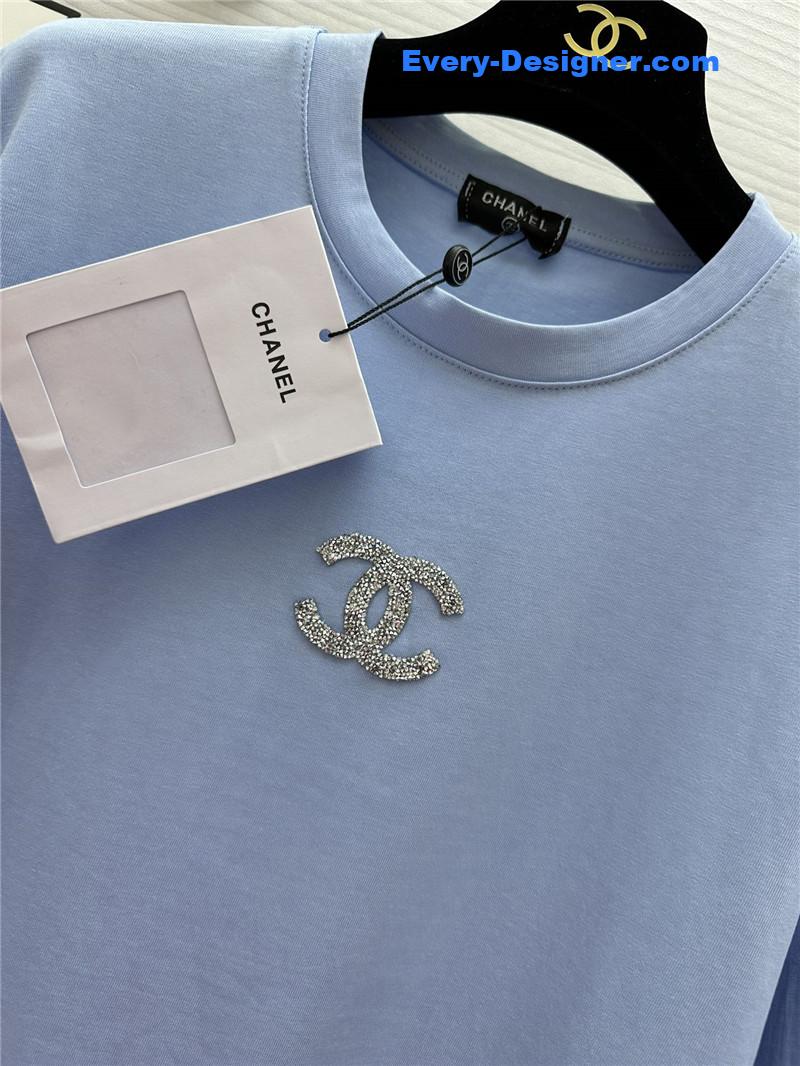 ch**el logo D1am0nd embellished t-shirt replica d&g clothing