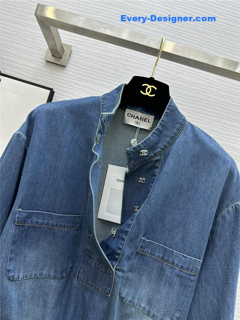 Ch**el waist long sleeve denim top replica clothing sites