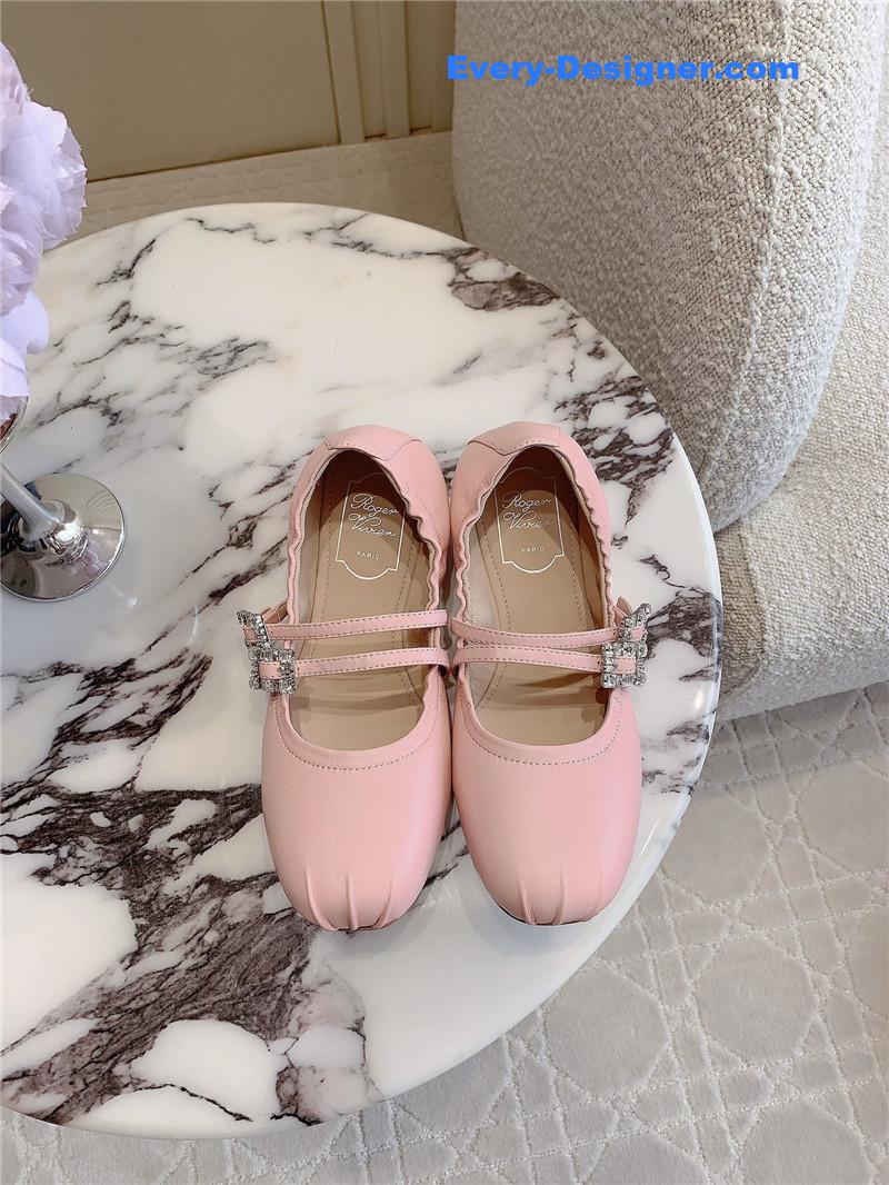 roger u1u1er mary janes in pink nappa leather
