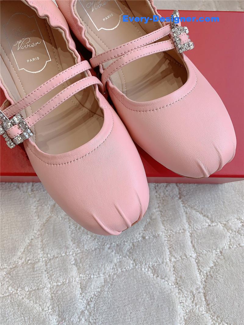 roger u1u1er mary janes in pink nappa leather