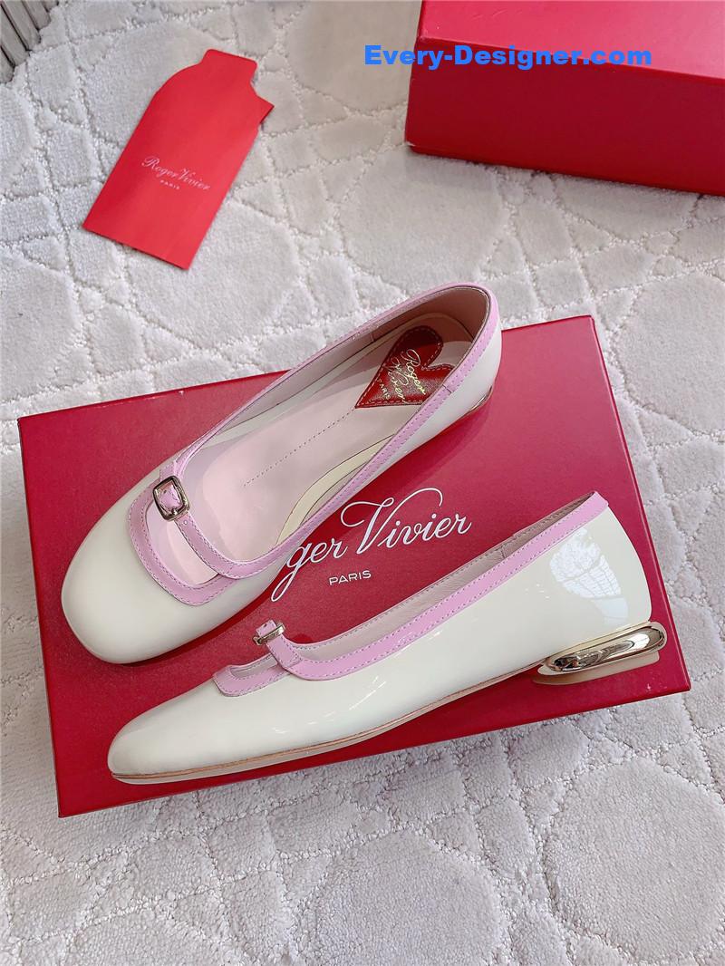 roger u1u1er viv’ podium ballerinas in patent white and pink