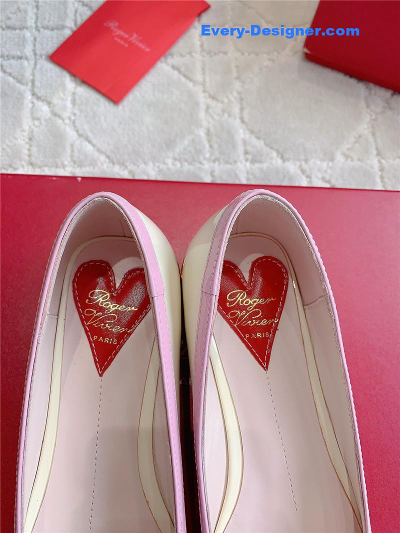 roger u1u1er viv’ podium ballerinas in patent white and pink