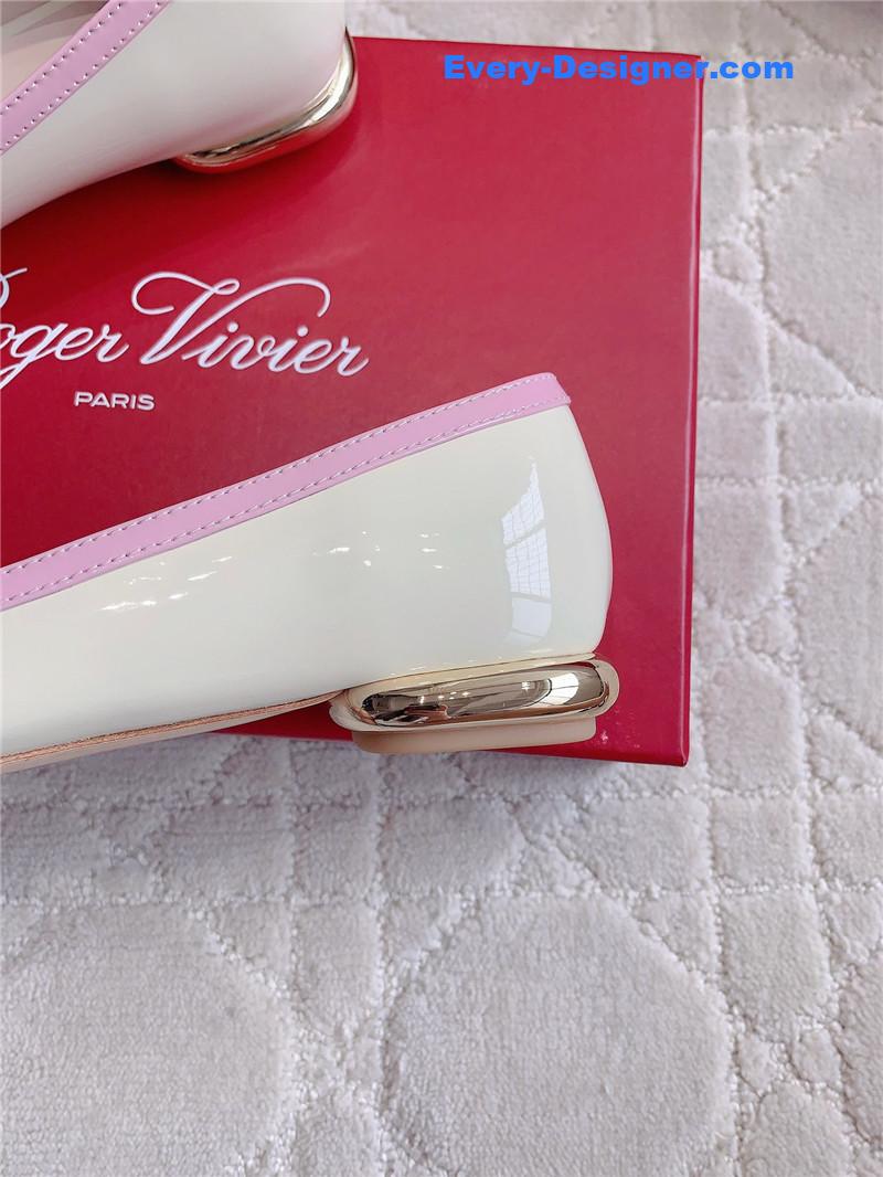roger u1u1er viv’ podium ballerinas in patent white and pink