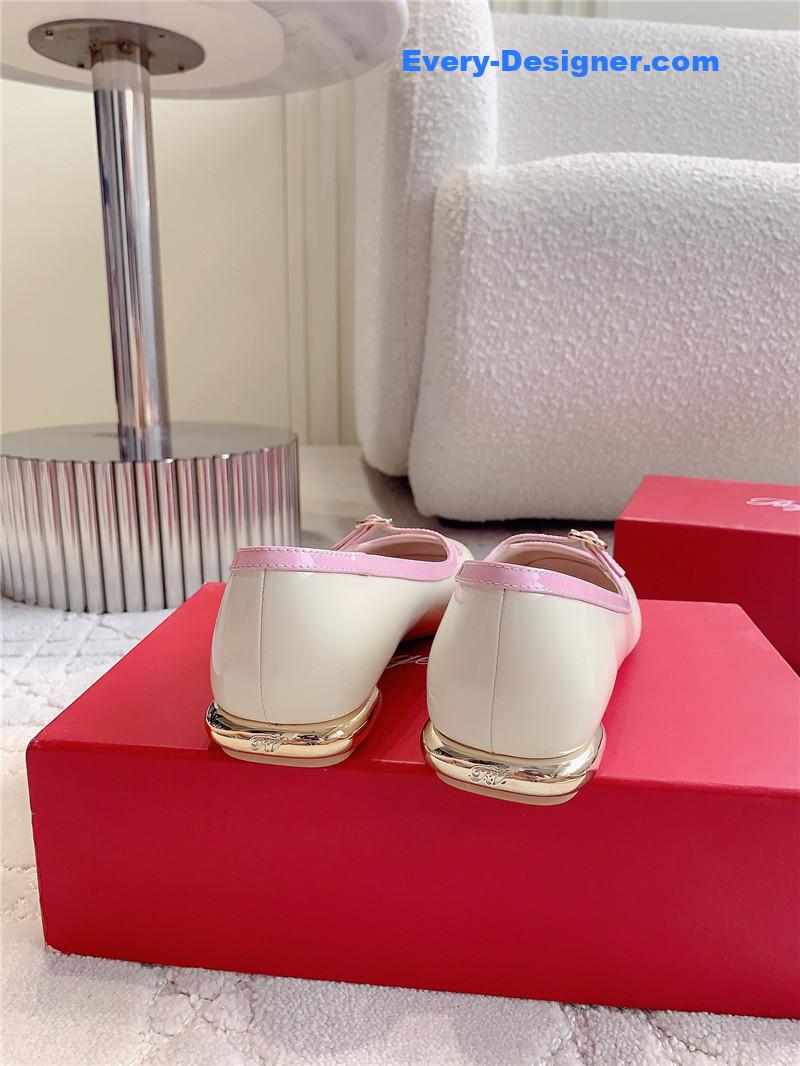 roger u1u1er viv’ podium ballerinas in patent white and pink