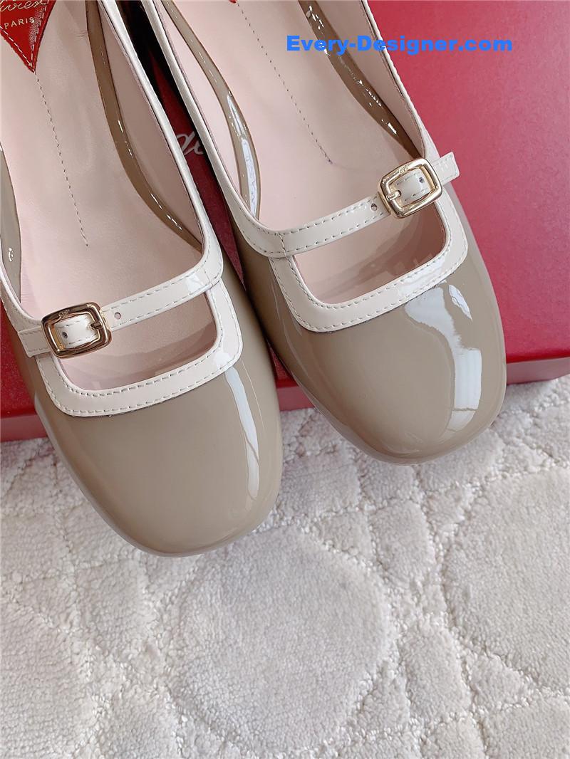roger u1u1er viv’ podium ballerinas in patent grey and white