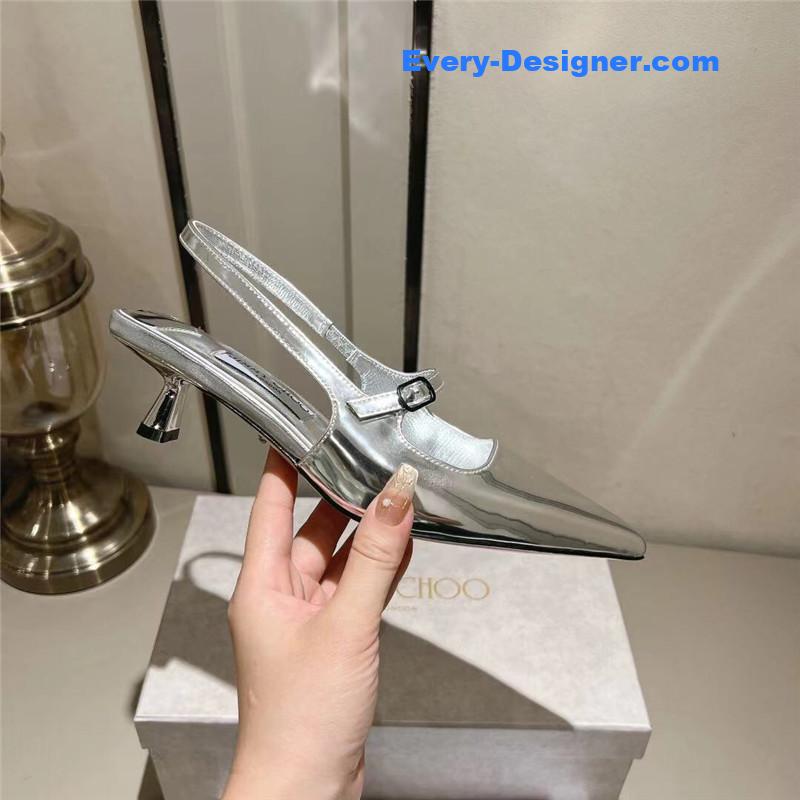 J1m*y Ch00 didi 45 silver liquid metal pointed pumps