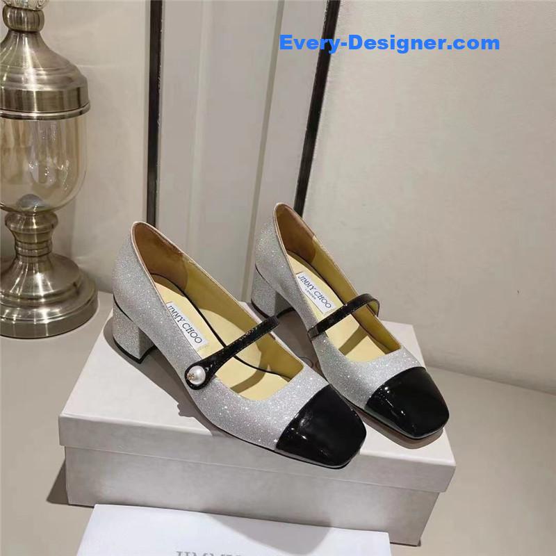 J1m*y Ch00 elisa 45 silver glitter patent pumps