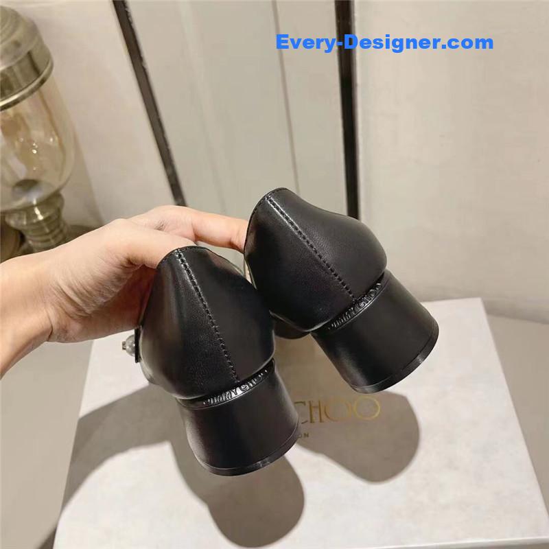 J1m*y Ch00 elisa 45 black nappa patent pumps
