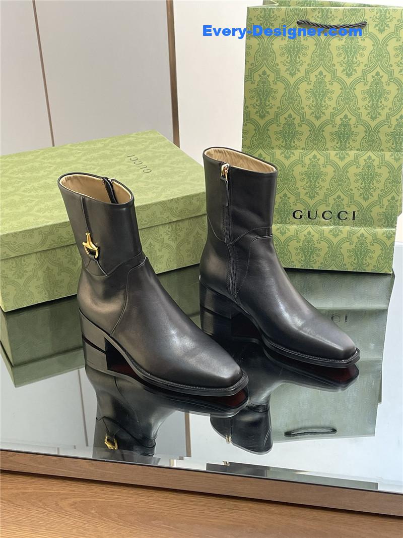 Gvc*1 horsebit-detail 45mm leather ankle boot in black
