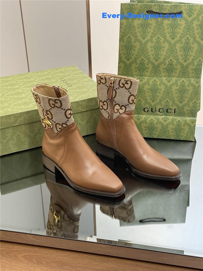 Gvc*1 horsebit-detail gg leather ankle boot