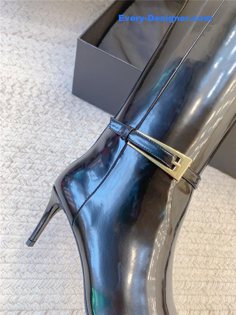 Sa1nt Lau*nt lee glazed leather knee-high boots