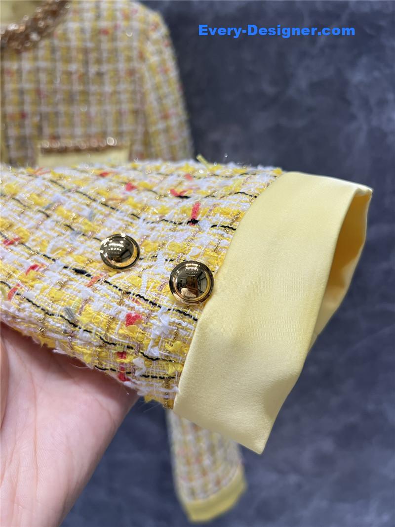 M1um1u yellow woven coarse nicomo jacket replica clothing sites