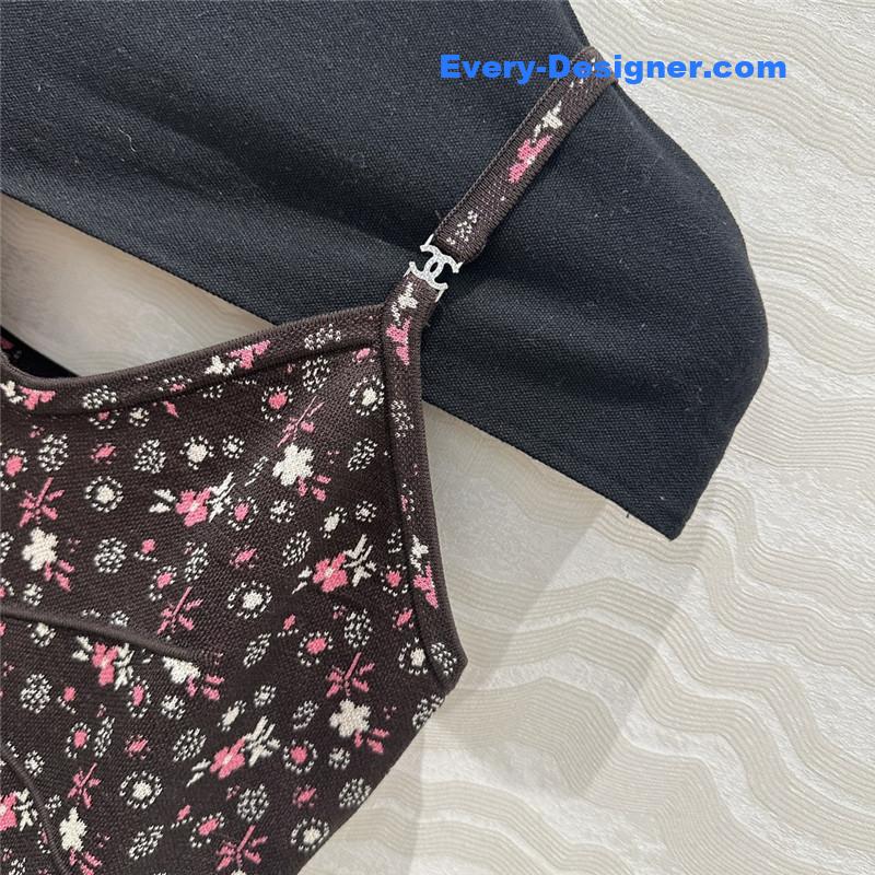 Ch**el floral glitter knitted suspenders replica clothes