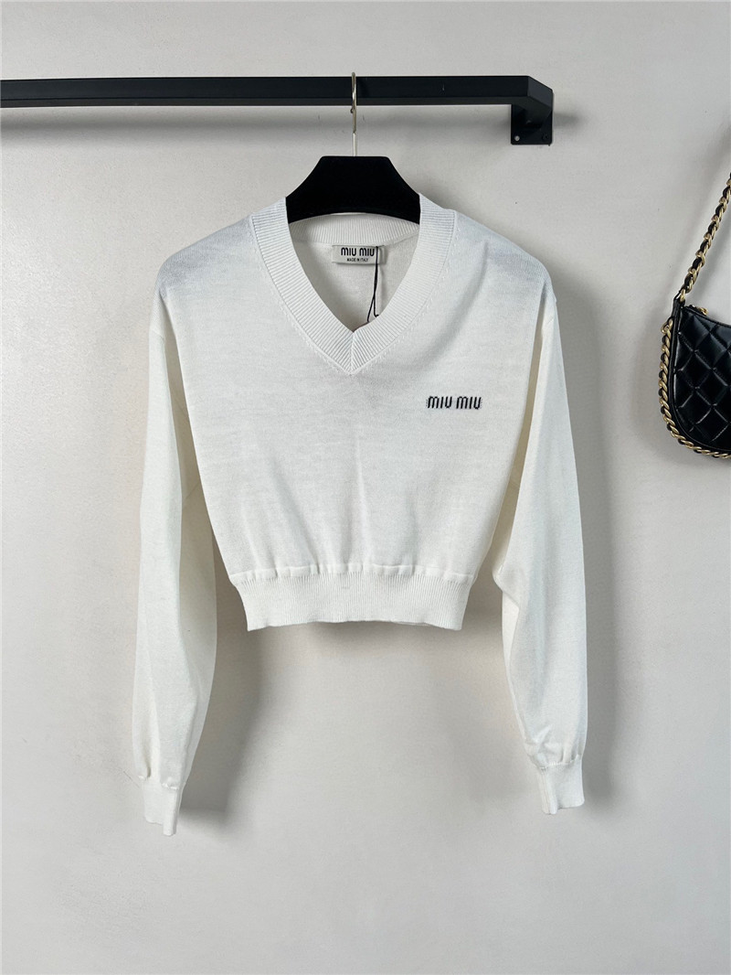 M1um1u long-sleeved knitted top replica clothing sites