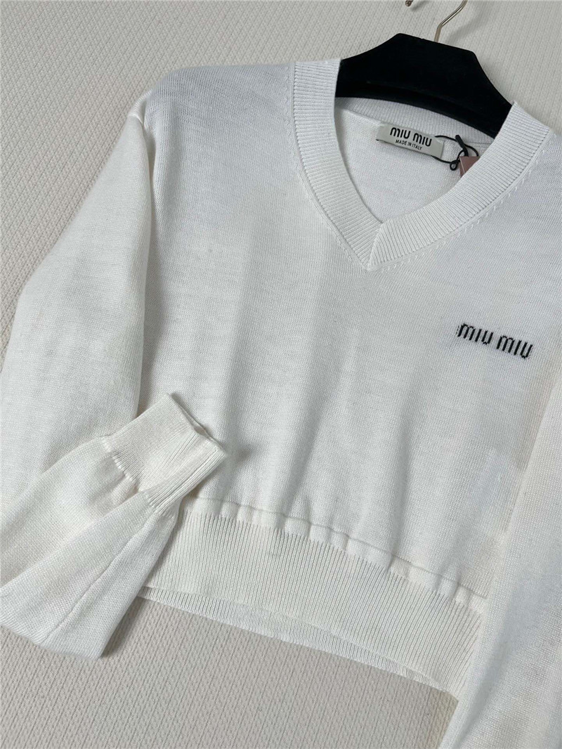 M1um1u long-sleeved knitted top replica clothing sites