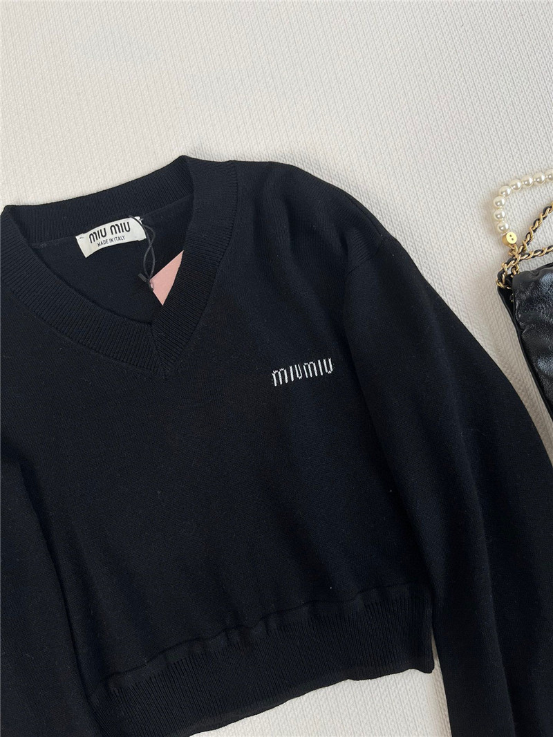 M1um1u long-sleeved knitted top replica clothing sites