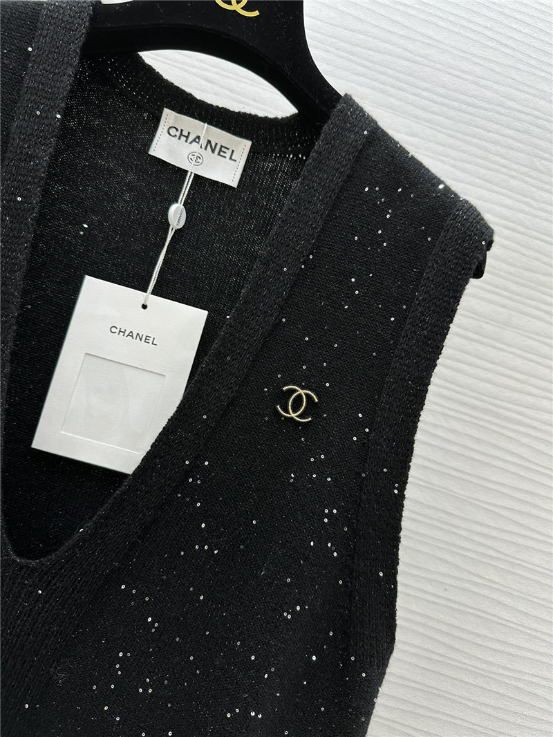 Ch**el wool sequin yarn vest replica clothes