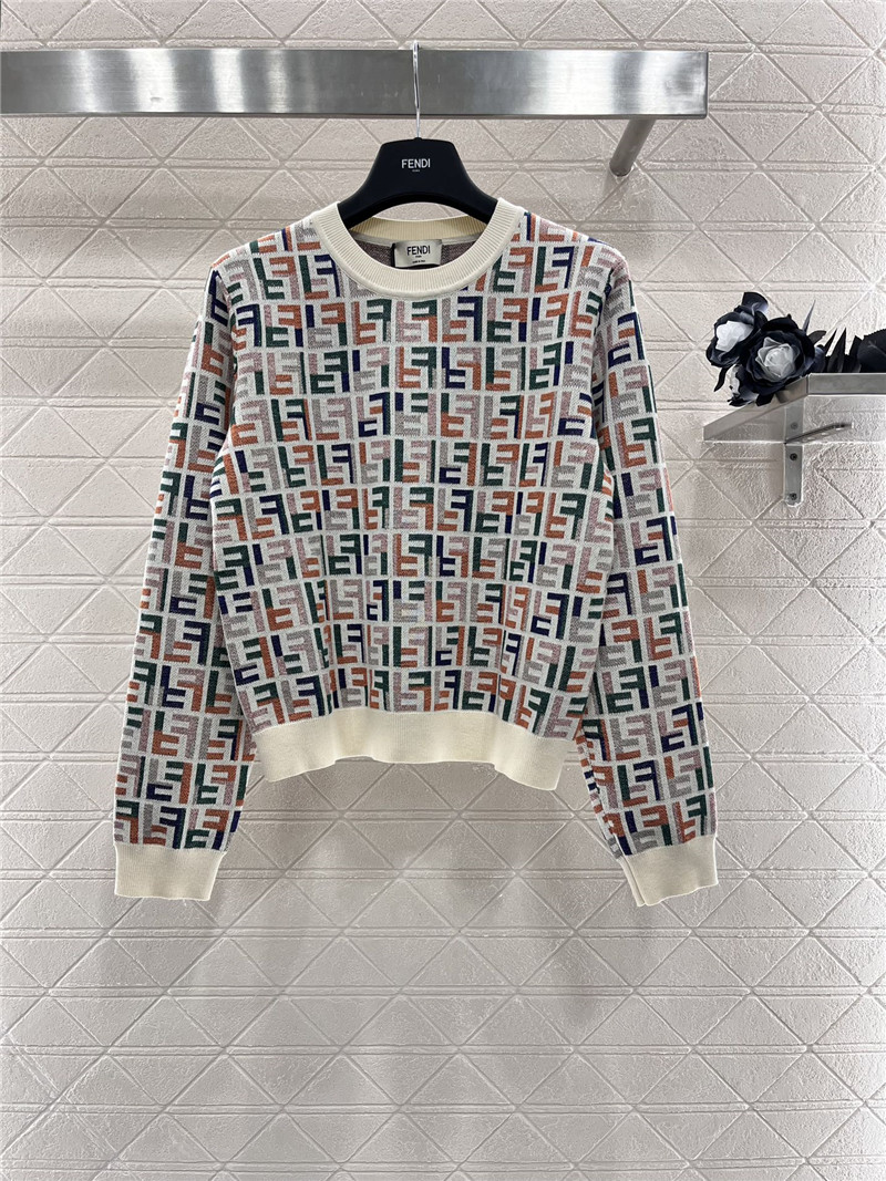 F**di jacquard knitted crew neck top replicas clothes