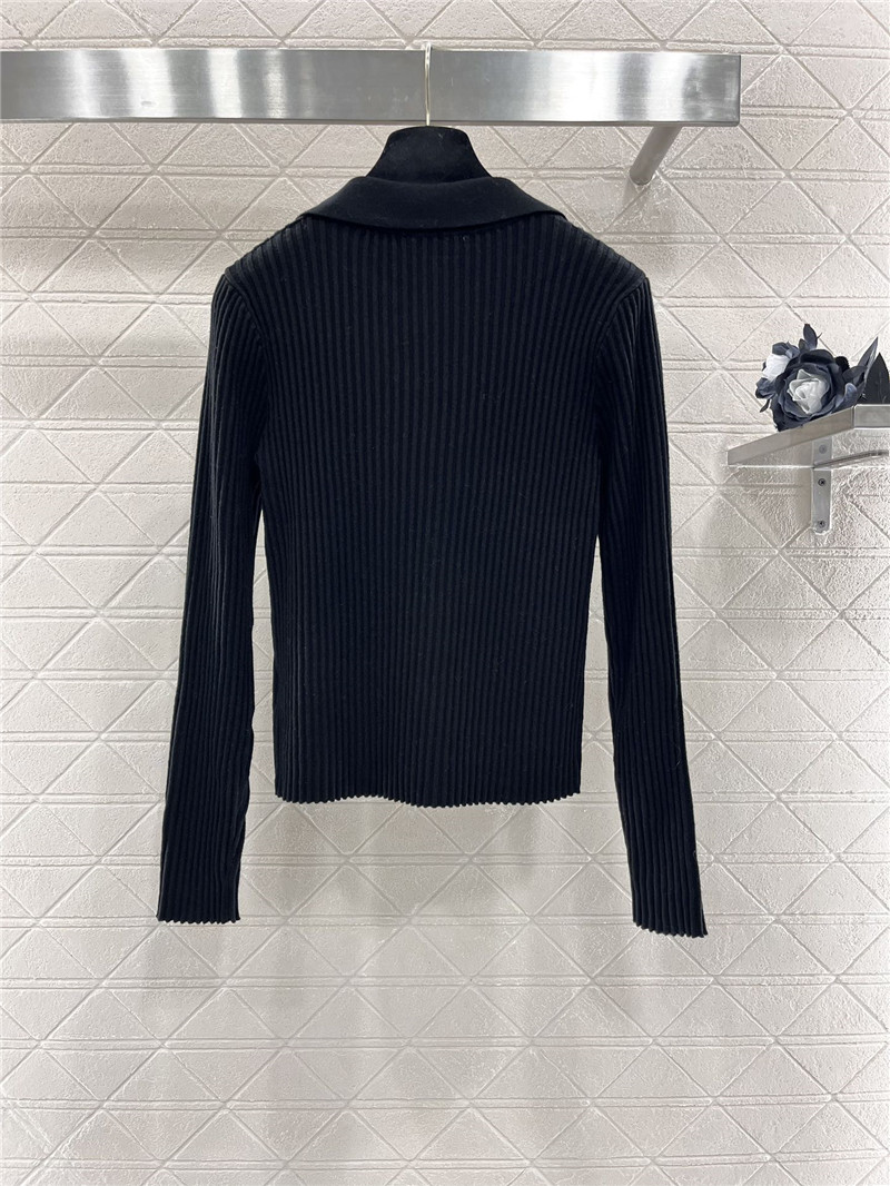 Ch**el logo-intarsia ribbed polo cardigan black
