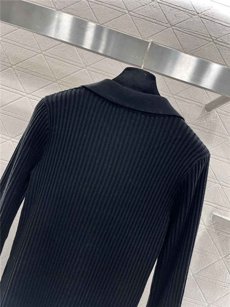 Ch**el logo-intarsia ribbed polo cardigan black
