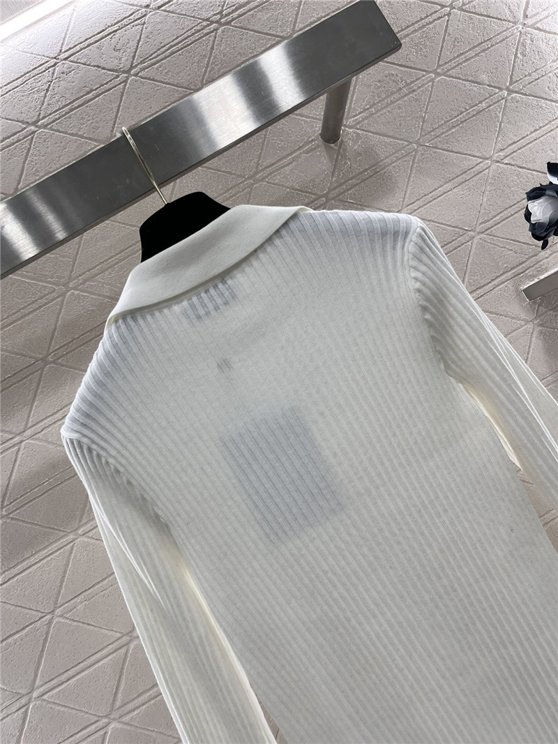 Ch**el logo-intarsia ribbed polo cardigan white