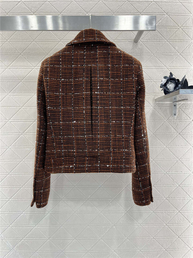 Ch**el lapel double-breasted woven coat replicas clothes