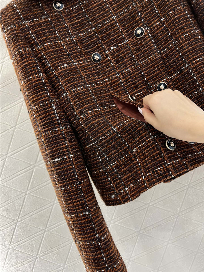 Ch**el lapel double-breasted woven coat replicas clothes