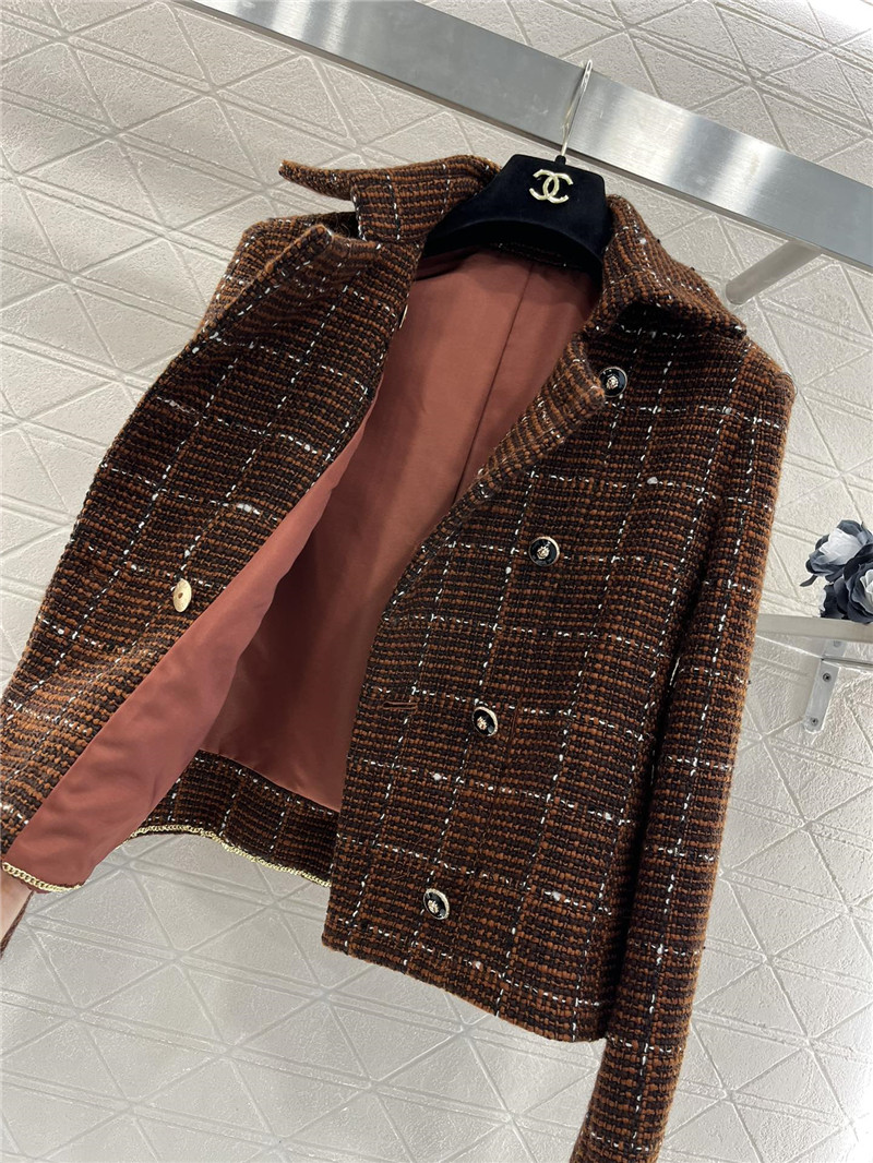 Ch**el lapel double-breasted woven coat replicas clothes