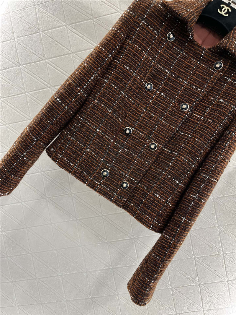 Ch**el lapel double-breasted woven coat replicas clothes