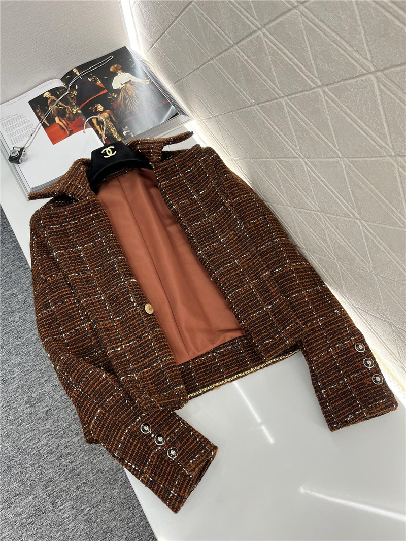 Ch**el lapel double-breasted woven coat replicas clothes