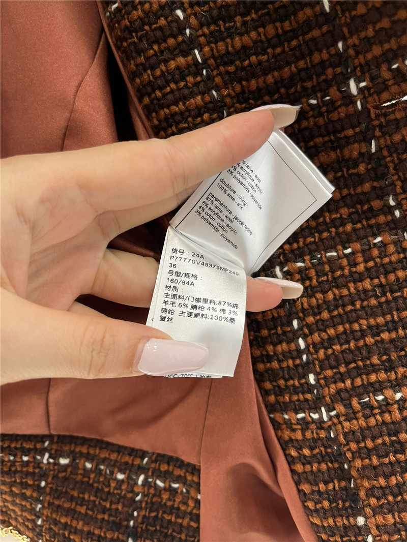 Ch**el lapel double-breasted woven coat replicas clothes