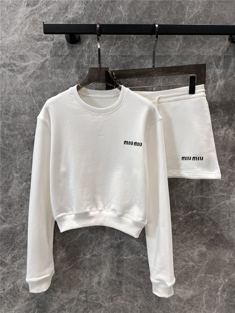 M1um1u round neck sweatshirt + short skirt set replica clothes