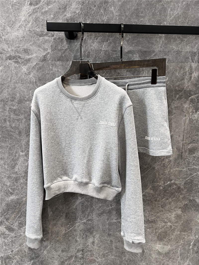 M1um1u round neck sweatshirt + short skirt set replica clothes
