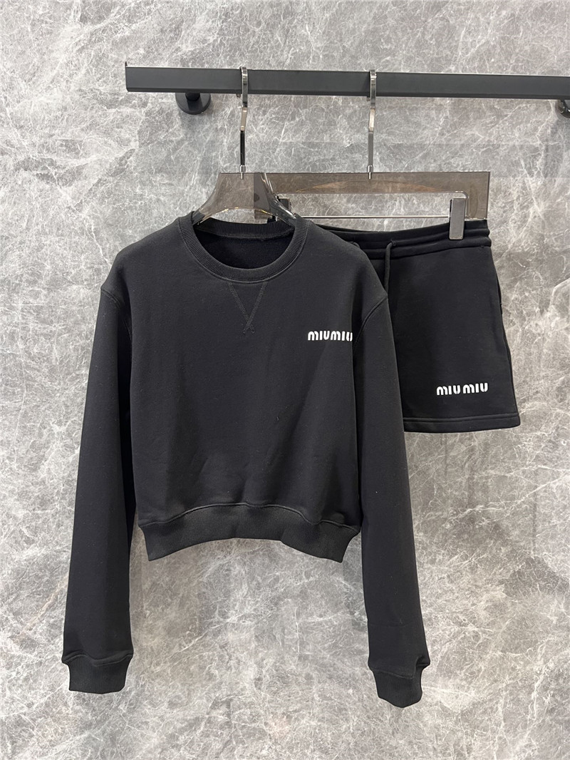 M1um1u round neck sweatshirt + short skirt set replica clothes
